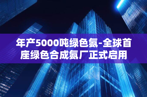 年产5000吨绿色氨-全球首座绿色合成氨厂正式启用